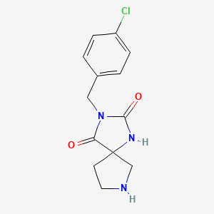 molecular formula C13H14ClN3O2 B2947429 3-(4-氯苄基)-1,3,7-三氮杂螺[4.4]壬烷-2,4-二酮 CAS No. 1514483-74-9