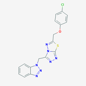 molecular formula C17H12ClN7OS B294743 1-({6-[(4-chlorophenoxy)methyl][1,2,4]triazolo[3,4-b][1,3,4]thiadiazol-3-yl}methyl)-1H-benzotriazole 