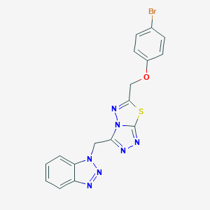 molecular formula C17H12BrN7OS B294744 1-({6-[(4-bromophenoxy)methyl][1,2,4]triazolo[3,4-b][1,3,4]thiadiazol-3-yl}methyl)-1H-benzotriazole 