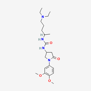 molecular formula C22H36N4O4 B2947444 1-(5-(二乙氨基)戊-2-基)-3-(1-(3,4-二甲氧基苯基)-5-氧代吡咯烷-3-基)脲 CAS No. 877641-48-0