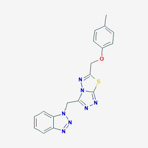 molecular formula C18H15N7OS B294745 1-({6-[(4-methylphenoxy)methyl][1,2,4]triazolo[3,4-b][1,3,4]thiadiazol-3-yl}methyl)-1H-benzotriazole 