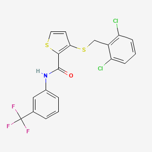 molecular formula C19H12Cl2F3NOS2 B2947456 3-[(2,6-dichlorobenzyl)sulfanyl]-N-[3-(trifluoromethyl)phenyl]-2-thiophenecarboxamide CAS No. 251097-41-3