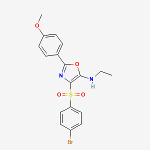 molecular formula C18H17BrN2O4S B2947482 4-((4-bromophenyl)sulfonyl)-N-ethyl-2-(4-methoxyphenyl)oxazol-5-amine CAS No. 823830-01-9