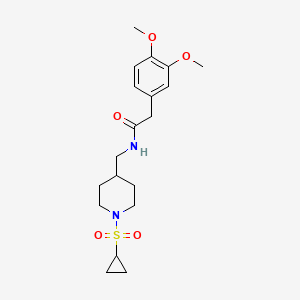 molecular formula C19H28N2O5S B2947483 N-((1-(cyclopropylsulfonyl)piperidin-4-yl)methyl)-2-(3,4-dimethoxyphenyl)acetamide CAS No. 1235268-53-7