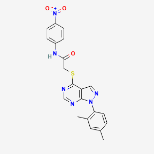 molecular formula C21H18N6O3S B2947486 2-((1-(2,4-dimethylphenyl)-1H-pyrazolo[3,4-d]pyrimidin-4-yl)thio)-N-(4-nitrophenyl)acetamide CAS No. 893927-23-6