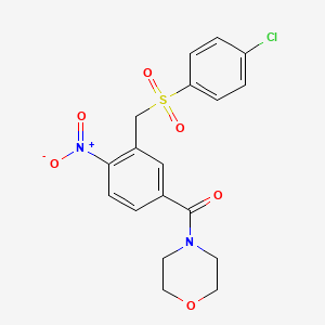 molecular formula C18H17ClN2O6S B2947493 (3-(((4-Chlorophenyl)sulfonyl)methyl)-4-nitrophenyl)(morpholino)methanone CAS No. 339276-57-2