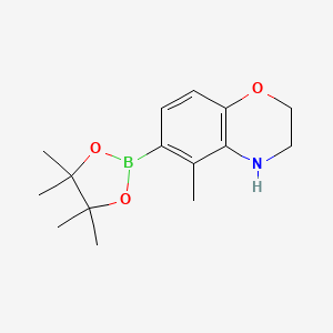 molecular formula C15H22BNO3 B2947495 5-methyl-6-(4,4,5,5-tetramethyl-1,3,2-dioxaborolan-2-yl)-3,4-dihydro-2H-benzo[b][1,4]oxazine CAS No. 1154740-49-4