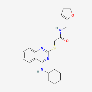 molecular formula C21H24N4O2S B2947515 2-[4-(环己基氨基)喹唑啉-2-基]硫代基-N-(呋喃-2-基甲基)乙酰胺 CAS No. 688355-11-5