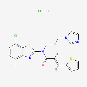 molecular formula C21H20Cl2N4OS2 B2947524 (E)-N-(3-(1H-imidazol-1-yl)propyl)-N-(7-chloro-4-methylbenzo[d]thiazol-2-yl)-3-(thiophen-2-yl)acrylamide hydrochloride CAS No. 1217195-88-4