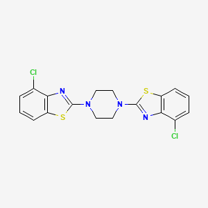 molecular formula C18H14Cl2N4S2 B2947528 1,4-Bis(4-chlorobenzo[d]thiazol-2-yl)piperazine CAS No. 863000-87-7