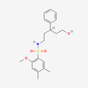 N-(5-hydroxy-3-phenylpentyl)-2-methoxy-4,5-dimethylbenzenesulfonamide