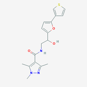 molecular formula C17H19N3O3S B2947545 N-(2-hydroxy-2-(5-(thiophen-3-yl)furan-2-yl)ethyl)-1,3,5-trimethyl-1H-pyrazole-4-carboxamide CAS No. 2034252-61-2