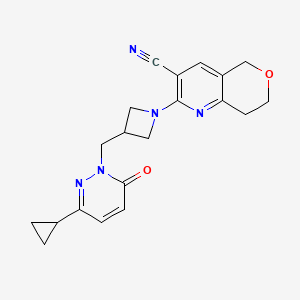 molecular formula C20H21N5O2 B2947553 2-{3-[(3-cyclopropyl-6-oxo-1,6-dihydropyridazin-1-yl)methyl]azetidin-1-yl}-5H,7H,8H-pyrano[4,3-b]pyridine-3-carbonitrile CAS No. 2199814-03-2