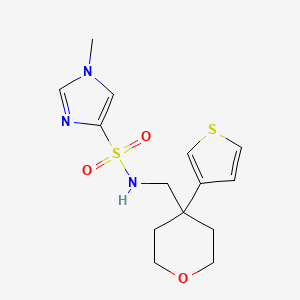 1-methyl-N-((4-(thiophen-3-yl)tetrahydro-2H-pyran-4-yl)methyl)-1H-imidazole-4-sulfonamide