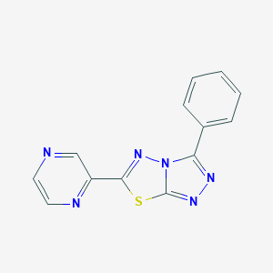 molecular formula C13H8N6S B294757 3-Phenyl-6-(2-pyrazinyl)[1,2,4]triazolo[3,4-b][1,3,4]thiadiazole 