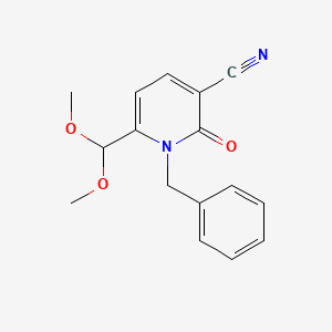 molecular formula C16H16N2O3 B2947588 1-Benzyl-6-(dimethoxymethyl)-2-oxo-1,2-dihydro-3-pyridinecarbonitrile CAS No. 338750-83-7