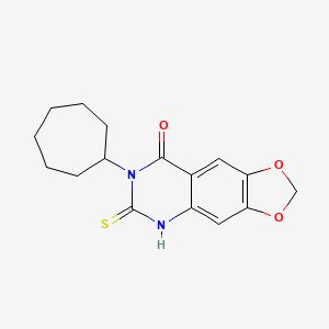 molecular formula C16H18N2O3S B2947589 7-cycloheptyl-6-thioxo-6,7-dihydro[1,3]dioxolo[4,5-g]quinazolin-8(5H)-one CAS No. 688053-30-7
