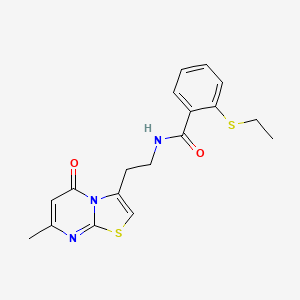 2-(ethylthio)-N-(2-(7-methyl-5-oxo-5H-thiazolo[3,2-a]pyrimidin-3-yl)ethyl)benzamide
