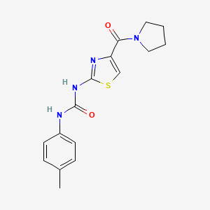molecular formula C16H18N4O2S B2947596 1-(4-(Pyrrolidine-1-carbonyl)thiazol-2-yl)-3-(p-tolyl)urea CAS No. 941988-58-5