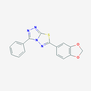 molecular formula C16H10N4O2S B294760 6-(1,3-Benzodioxol-5-yl)-3-phenyl[1,2,4]triazolo[3,4-b][1,3,4]thiadiazole 