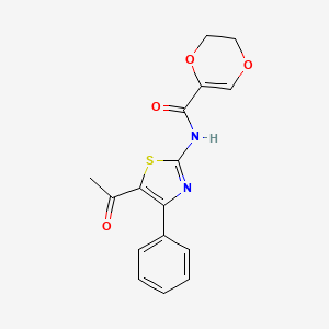 N-(5-acetyl-4-phenylthiazol-2-yl)-5,6-dihydro-1,4-dioxine-2-carboxamide