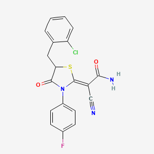 (Z)-2-(5-(2-chlorobenzyl)-3-(4-fluorophenyl)-4-oxothiazolidin-2-ylidene)-2-cyanoacetamide