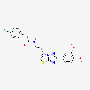 molecular formula C22H21ClN4O3S B2947613 2-(4-chlorophenyl)-N-(2-(2-(3,4-dimethoxyphenyl)thiazolo[3,2-b][1,2,4]triazol-6-yl)ethyl)acetamide CAS No. 894025-89-9