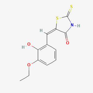 molecular formula C12H11NO3S2 B2947616 (5E)-5-(3-ethoxy-2-hydroxybenzylidene)-2-mercapto-1,3-thiazol-4(5H)-one CAS No. 99988-45-1