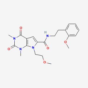 molecular formula C21H26N4O5 B2947619 7-(2-methoxyethyl)-N-(2-methoxyphenethyl)-1,3-dimethyl-2,4-dioxo-2,3,4,7-tetrahydro-1H-pyrrolo[2,3-d]pyrimidine-6-carboxamide CAS No. 1021257-55-5