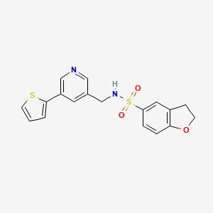 molecular formula C18H16N2O3S2 B2947625 N-((5-(thiophen-2-yl)pyridin-3-yl)methyl)-2,3-dihydrobenzofuran-5-sulfonamide CAS No. 2034598-89-3