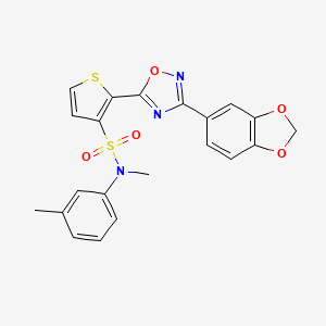 molecular formula C21H17N3O5S2 B2947627 2-(3-(benzo[d][1,3]dioxol-5-yl)-1,2,4-oxadiazol-5-yl)-N-methyl-N-(m-tolyl)thiophene-3-sulfonamide CAS No. 1251625-98-5