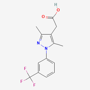 molecular formula C14H13F3N2O2 B2947630 2-{3,5-二甲基-1-[3-(三氟甲基)苯基]-1H-吡唑-4-基}乙酸 CAS No. 70597-87-4