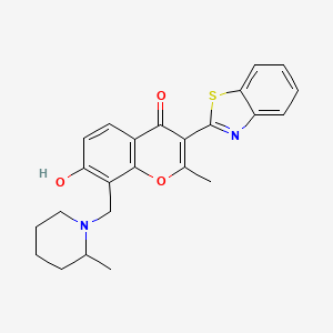 molecular formula C24H24N2O3S B2947631 3-(1,3-苯并噻唑-2-基)-7-羟基-2-甲基-8-[(2-甲基哌啶-1-基)甲基]-4H-色满-4-酮 CAS No. 308297-82-7