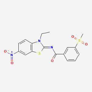 (E)-N-(3-ethyl-6-nitrobenzo[d]thiazol-2(3H)-ylidene)-3-(methylsulfonyl)benzamide