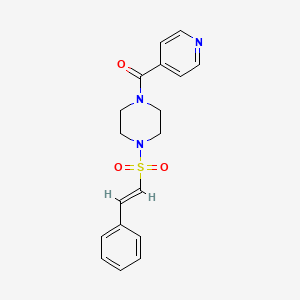 molecular formula C18H19N3O3S B2947645 [4-[(E)-2-苯乙烯基]磺酰基哌嗪-1-基]-吡啶-4-基甲酮 CAS No. 930005-30-4