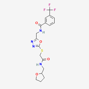 N-((5-((2-oxo-2-(((tetrahydrofuran-2-yl)methyl)amino)ethyl)thio)-1,3,4-oxadiazol-2-yl)methyl)-3-(trifluoromethyl)benzamide