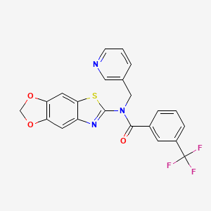 molecular formula C22H14F3N3O3S B2947650 N-([1,3]dioxolo[4',5':4,5]benzo[1,2-d]thiazol-6-yl)-N-(pyridin-3-ylmethyl)-3-(trifluoromethyl)benzamide CAS No. 895019-62-2