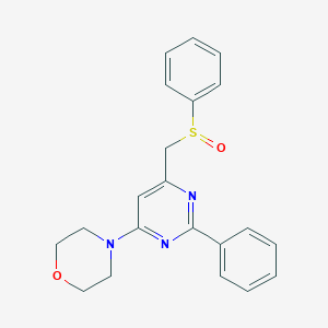 molecular formula C21H21N3O2S B2947654 (6-Morpholino-2-phenyl-4-pyrimidinyl)methyl phenyl sulfoxide CAS No. 320421-35-0