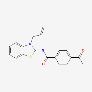 molecular formula C20H18N2O2S B2947663 (Z)-4-acetyl-N-(3-allyl-4-methylbenzo[d]thiazol-2(3H)-ylidene)benzamide CAS No. 868376-22-1