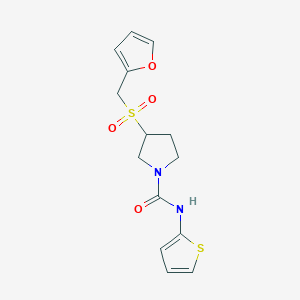 3-((furan-2-ylmethyl)sulfonyl)-N-(thiophen-2-yl)pyrrolidine-1-carboxamide