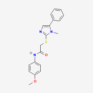 molecular formula C19H19N3O2S B2947667 N-(4-methoxyphenyl)-2-(1-methyl-5-phenylimidazol-2-yl)sulfanylacetamide CAS No. 338426-29-2