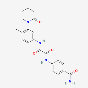 molecular formula C21H22N4O4 B2947674 N1-(4-carbamoylphenyl)-N2-(4-methyl-3-(2-oxopiperidin-1-yl)phenyl)oxalamide CAS No. 941982-80-5