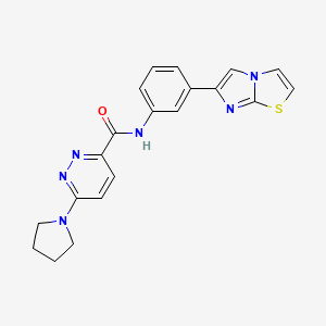 molecular formula C20H18N6OS B2947676 N-(3-(imidazo[2,1-b]thiazol-6-yl)phenyl)-6-(pyrrolidin-1-yl)pyridazine-3-carboxamide CAS No. 1396872-42-6