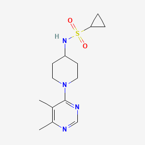 molecular formula C14H22N4O2S B2947677 N-[1-(5,6-Dimethylpyrimidin-4-yl)piperidin-4-yl]cyclopropanesulfonamide CAS No. 2415620-41-4