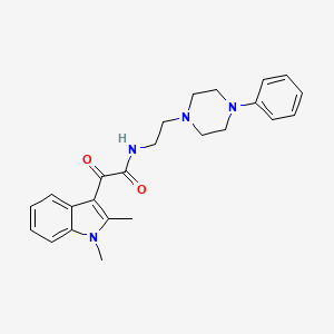 molecular formula C24H28N4O2 B2947681 2-(1,2-dimethylindol-3-yl)-2-oxo-N-[2-(4-phenylpiperazin-1-yl)ethyl]acetamide CAS No. 862832-07-3