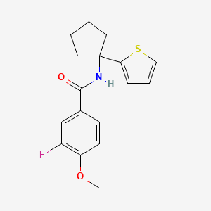 3-fluoro-4-methoxy-N-(1-(thiophen-2-yl)cyclopentyl)benzamide