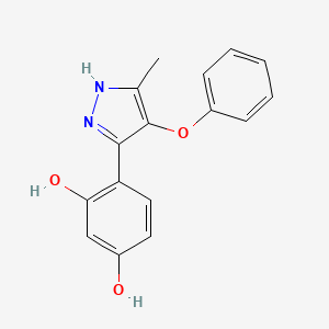 molecular formula C16H14N2O3 B2947738 4-(5-methyl-4-phenoxy-1H-pyrazol-3-yl)benzene-1,3-diol CAS No. 253168-59-1