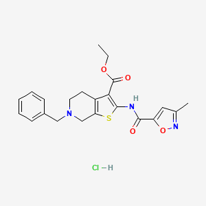 molecular formula C22H24ClN3O4S B2947754 盐酸乙基 6-苄基-2-(3-甲基异恶唑-5-甲酰胺基)-4,5,6,7-四氢噻吩并[2,3-c]吡啶-3-甲酸酯 CAS No. 1185091-92-2