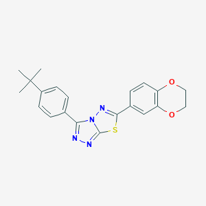 molecular formula C21H20N4O2S B294776 3-(4-Tert-butylphenyl)-6-(2,3-dihydro-1,4-benzodioxin-6-yl)[1,2,4]triazolo[3,4-b][1,3,4]thiadiazole 