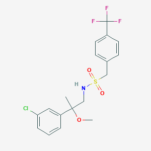 molecular formula C18H19ClF3NO3S B2947762 N-[2-(3-chlorophenyl)-2-methoxypropyl]-1-[4-(trifluoromethyl)phenyl]methanesulfonamide CAS No. 1798512-21-6